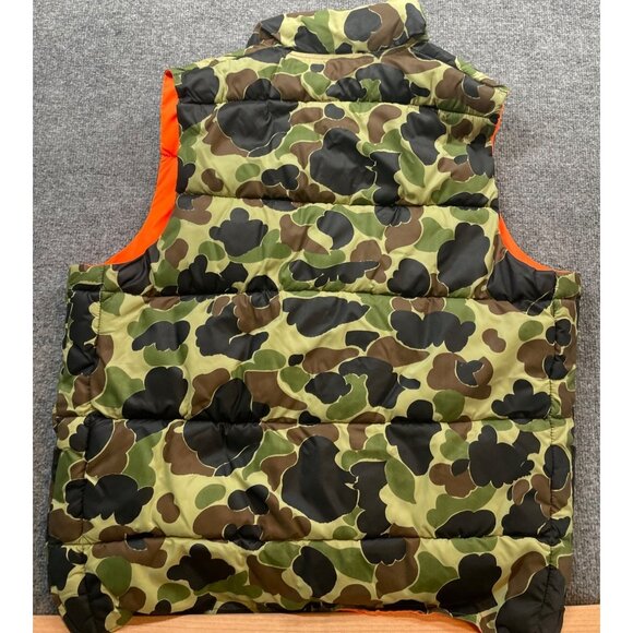 Vintage Camouflage & Orange Reversible Puffer Vest  Men’s L Hunting Fishing Fall - Picture 2 of 4
